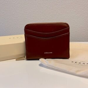 Sézane small Auguste wallet in chocolate heritage